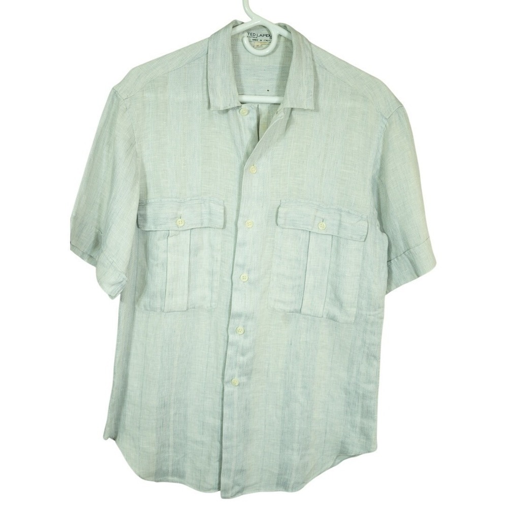 RARE VTG Ted Lapidus Boutique Paris Made in Italy Linen Short Sleeve Shirt 38